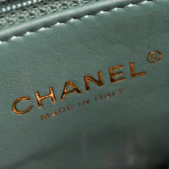 CHANEL  Coco Mini Top Handle Caviar Leather Shoulder Bag Green - Picture 10 of 13